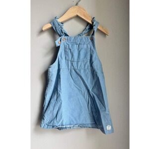 H&M Corduroy Overall Dress Neutral Scandi Baby Clean Girl Ruffle Strap 3T